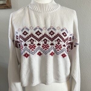 Holister Sweater Womens Size Small/ White Long Sleeve Winter Print